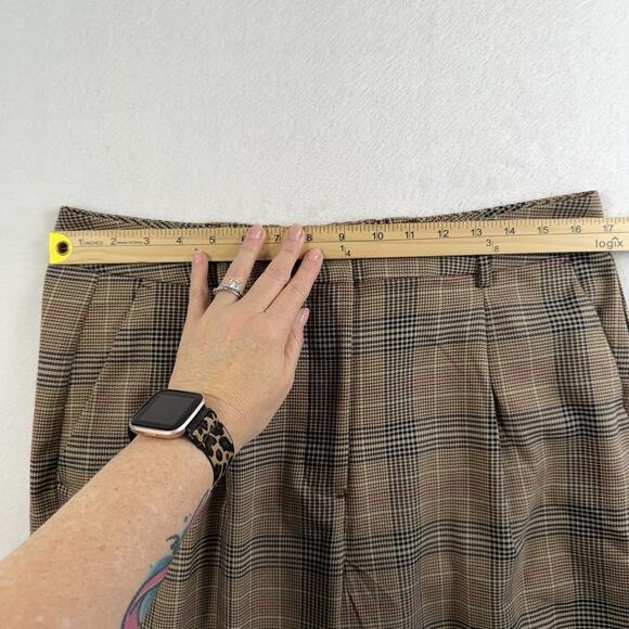 Old Navy Sz L Taylor Wide Leg Trouser Pants Pleated High Waisted Straight Plaid - Picture 11 of 15